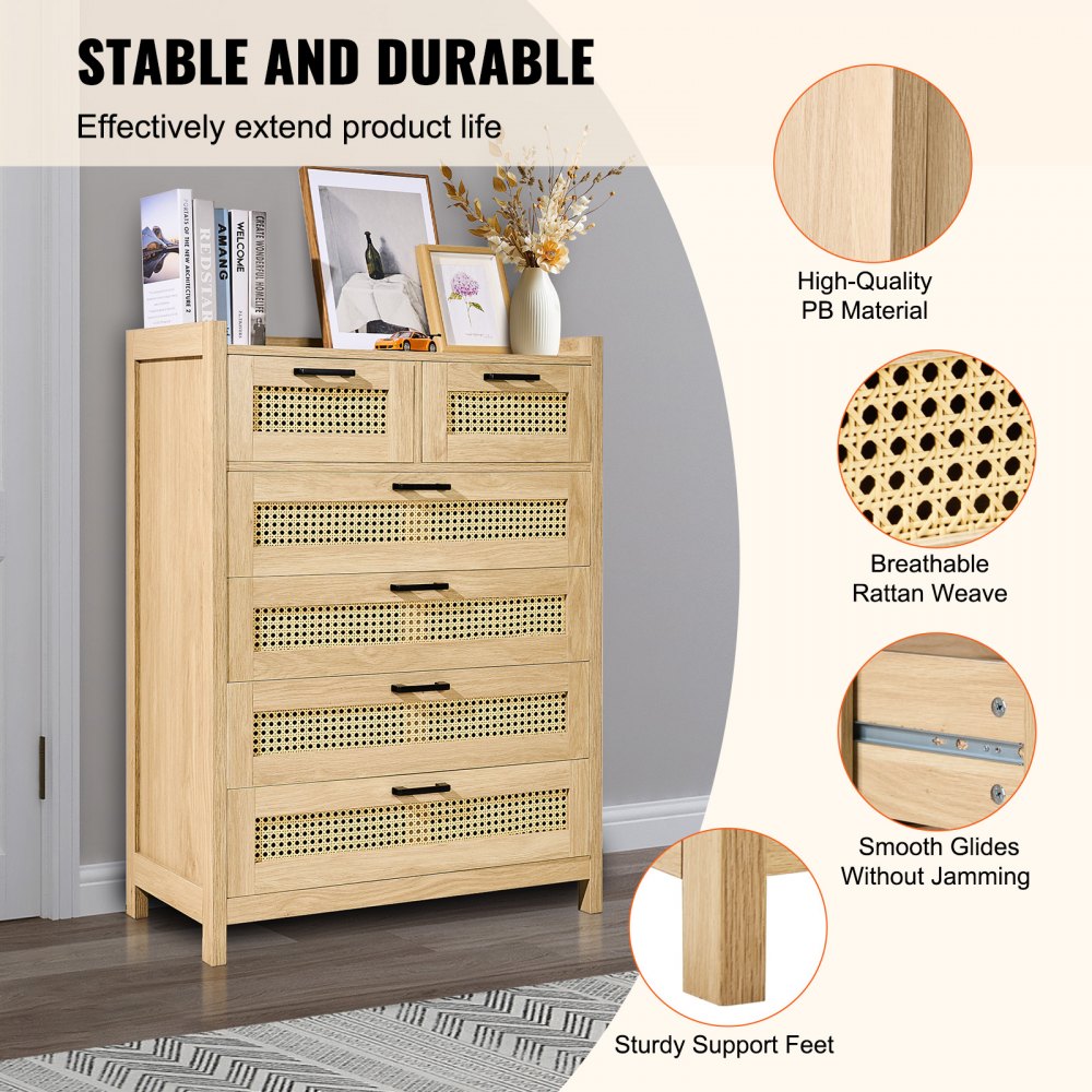 SR241080 - 7-Setting Rattan Dresser for Versatile Home Use