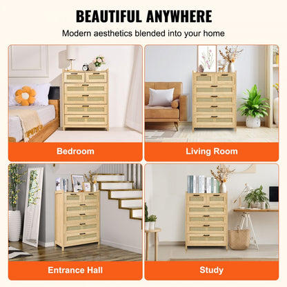 SR241080 - 7-Setting Rattan Dresser for Versatile Home Use