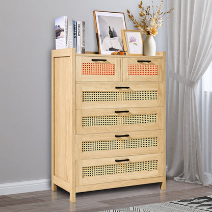 SR241080 - 7-Setting Rattan Dresser for Versatile Home Use