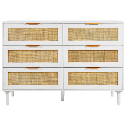 SR191630WT - Rattan Dresser with 6 Drawers & Sturdy Wooden Structure