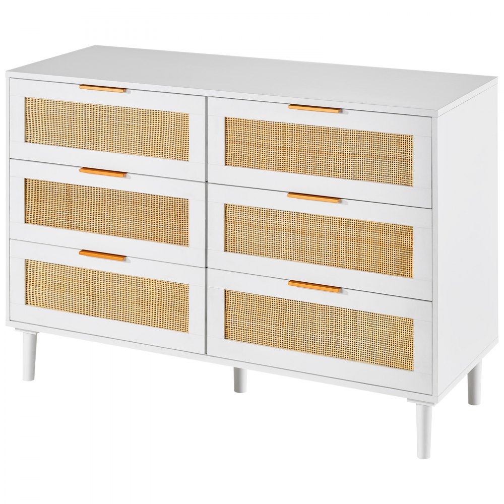 SR191630WT - Rattan Dresser with 6 Drawers & Sturdy Wooden Structure