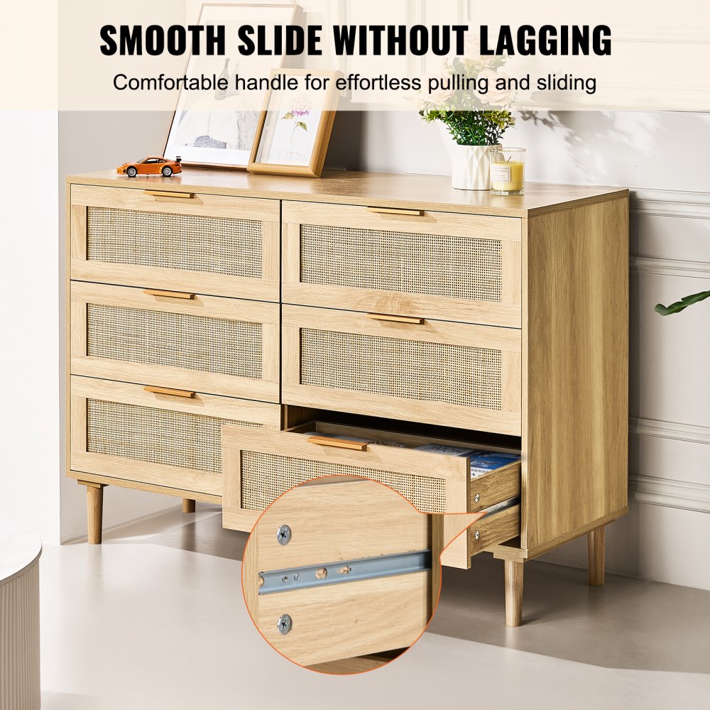 SR191630ND - Versatile Rattan Dresser with Anti-tip Features and Smooth Drawers