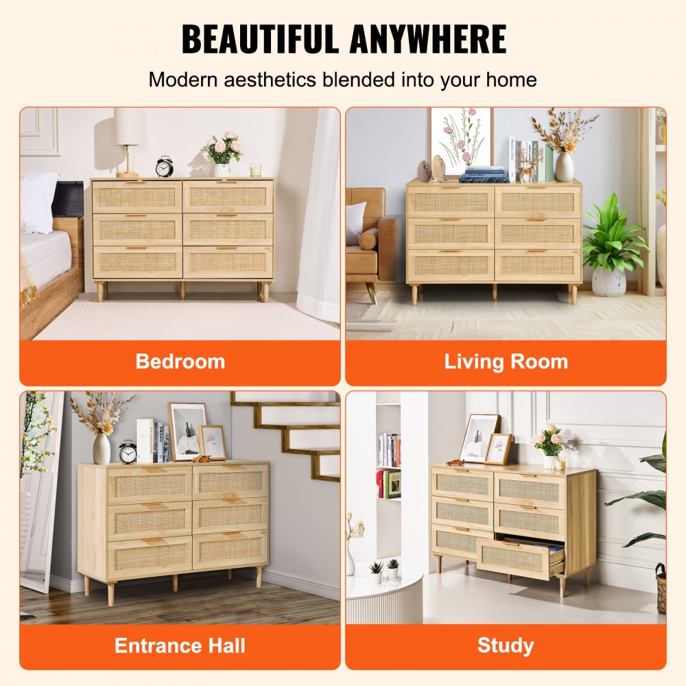 SR191630ND - Versatile Rattan Dresser with Anti-tip Features and Smooth Drawers