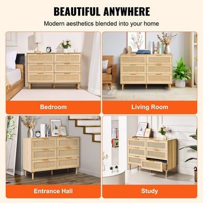 SR191630ND - Versatile Rattan Dresser with Anti-tip Features and Smooth Drawers