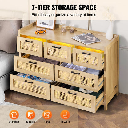 SR247181 - 7-Drawer Rattan Dresser for Stylish Organization