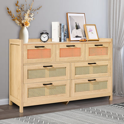 SR247181 - 7-Drawer Rattan Dresser for Stylish Organization