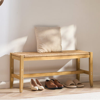 HYBZXD-02 - 40" Rattan Bench with Sturdy Wood Frame & Polished Legs