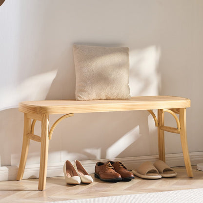 HYXD-05 - 43.3" Woven Rattan Bench with Solid Oak Legs