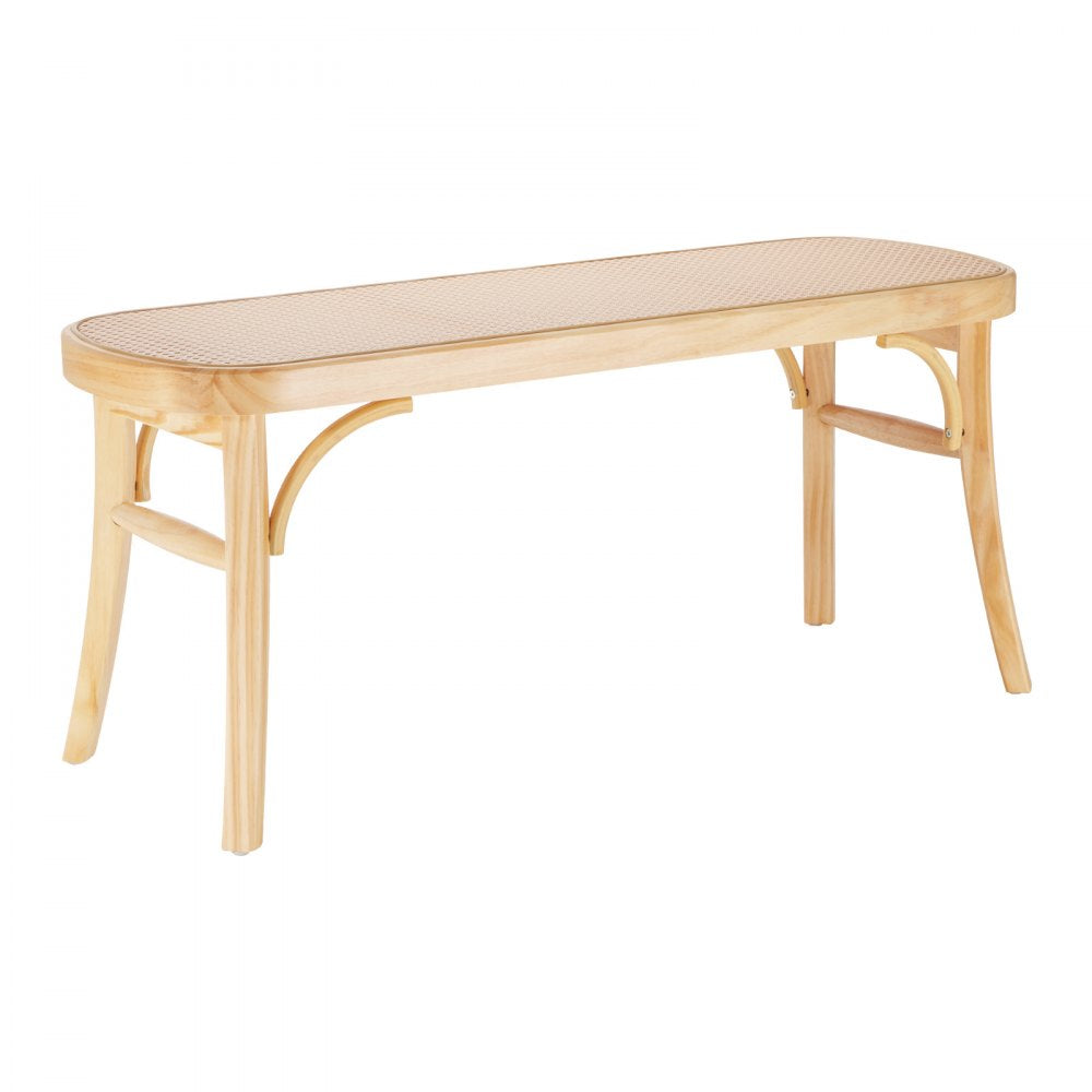 HYXD-05 - 43.3" Woven Rattan Bench with Solid Oak Legs