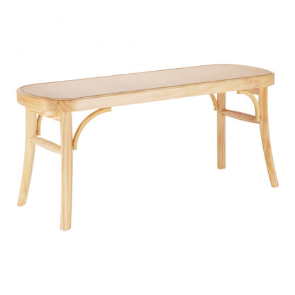 HYXD-05 - 43.3" Woven Rattan Bench with Solid Oak Legs