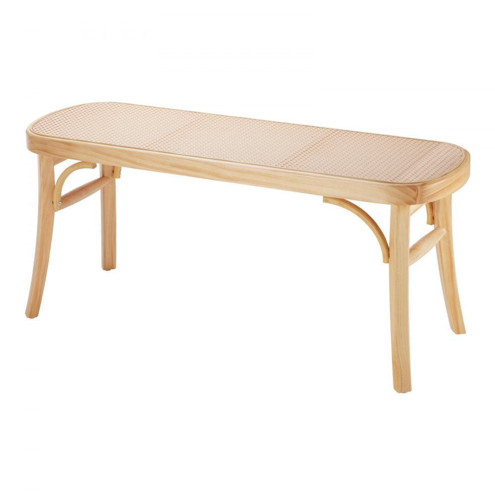 HYXD-05 - 43.3" Woven Rattan Bench with Solid Oak Legs