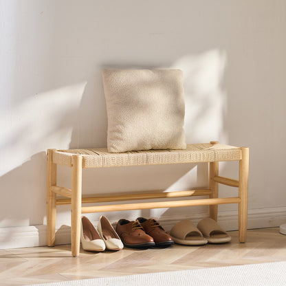 HYBZXD-01 - Handwoven Rattan Bench with Steel Frame, 31.5" Long