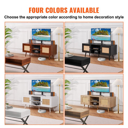 10FJTRTVO10K - Stylish 47x16 Rattan TV Stand for 55" TVs with Storage