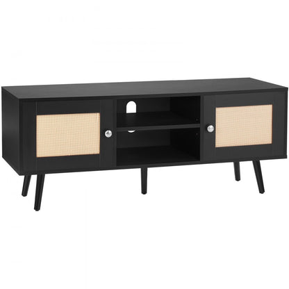 10FJTRTVO10B - 47x16in Black Rattan TV Stand for 55in TV