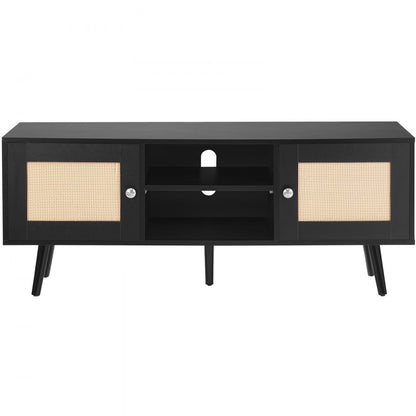 10FJTRTVO10B - 47x16in Black Rattan TV Stand for 55in TV