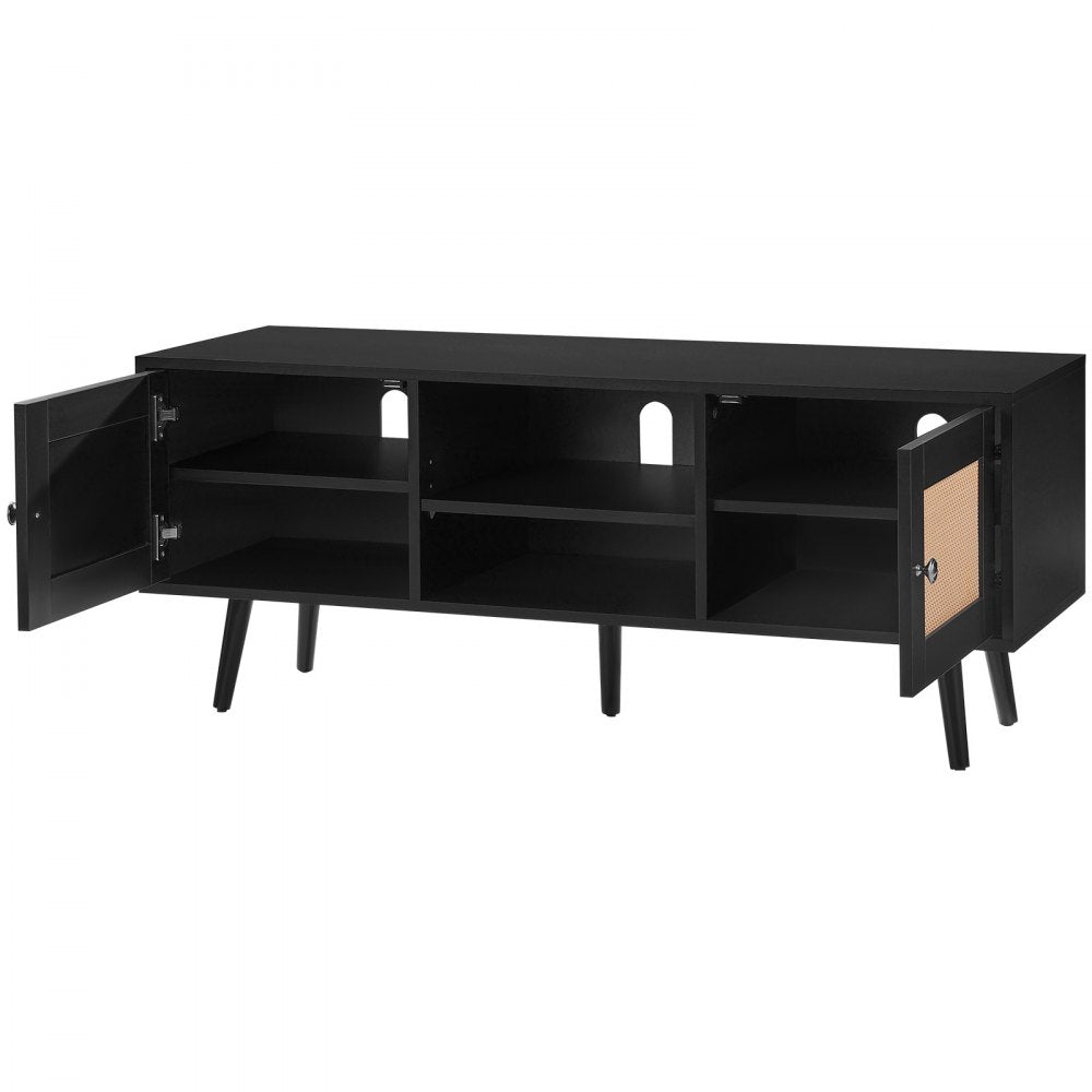 10FJTRTVO10B - 47x16in Black Rattan TV Stand for 55in TV