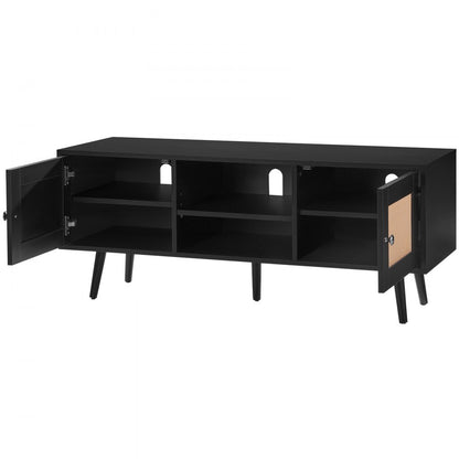10FJTRTVO10B - 47x16in Black Rattan TV Stand for 55in TV
