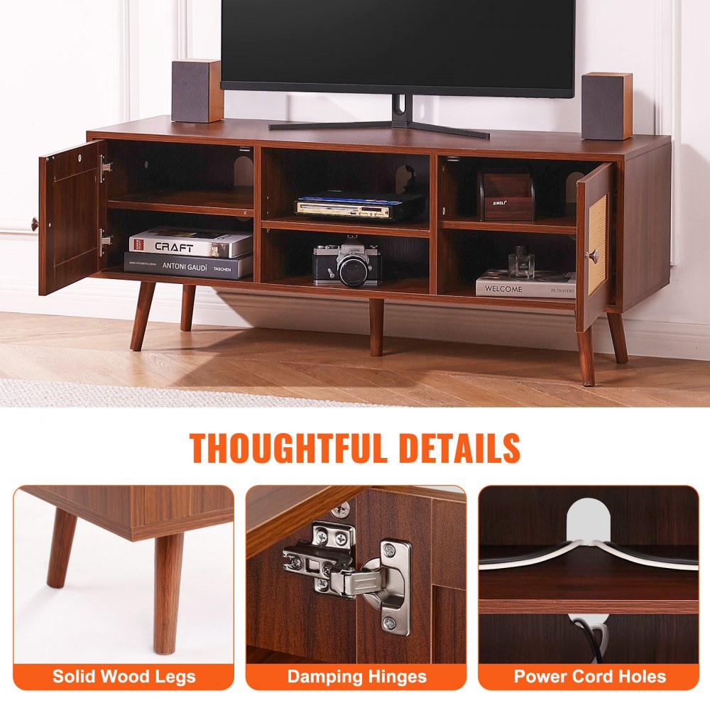 10FJTRTVO10R - Stylish 47.2” VEVOR TV Stand with Adjustable Shelves
