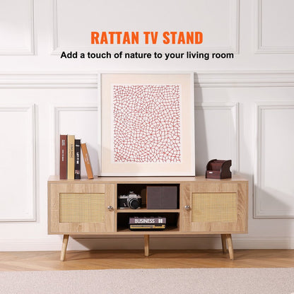 10FJTRTVO10A - 47"x16" Rattan TV Stand for 55" TVs, Stylish Storage Solution