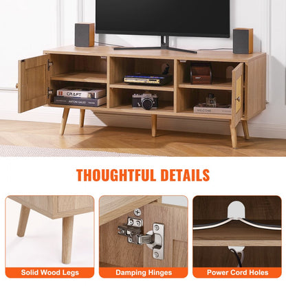 10FJTRTVO10A - 47"x16" Rattan TV Stand for 55" TVs, Stylish Storage Solution