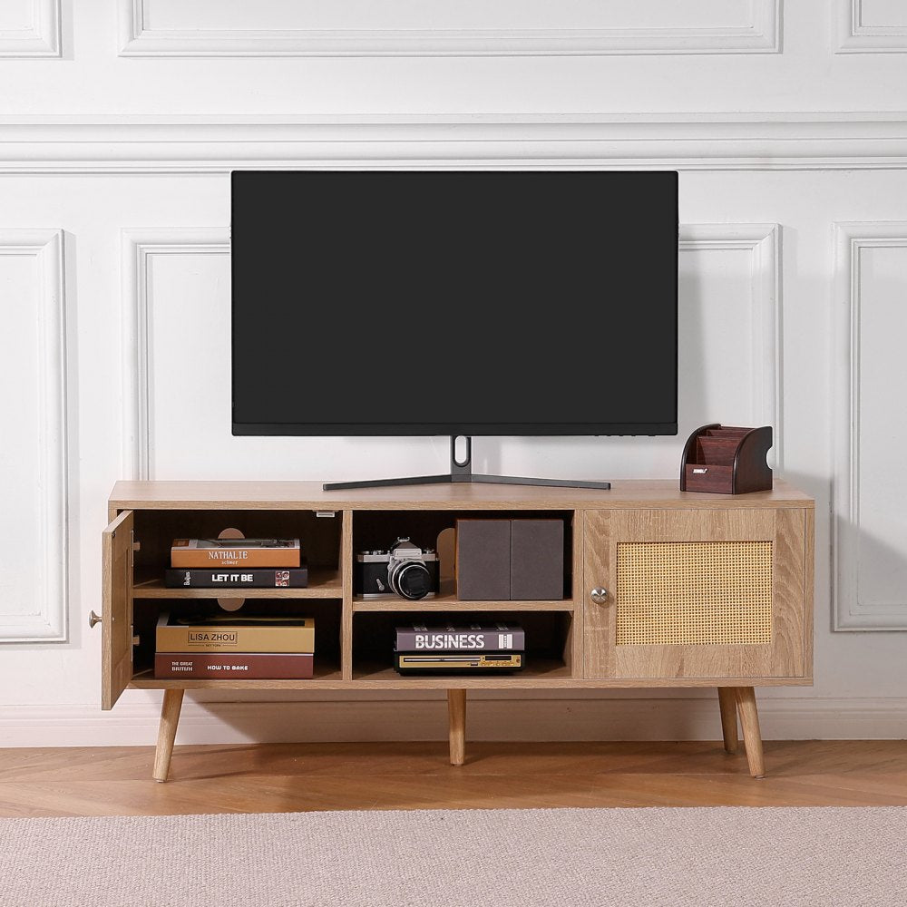 10FJTRTVO10A - 47"x16" Rattan TV Stand for 55" TVs, Stylish Storage Solution