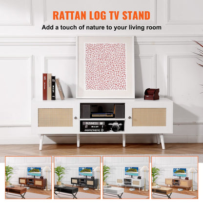 10FJTRTVO1BR - Stylish Rattan TV Stand for Up to 65" TVs