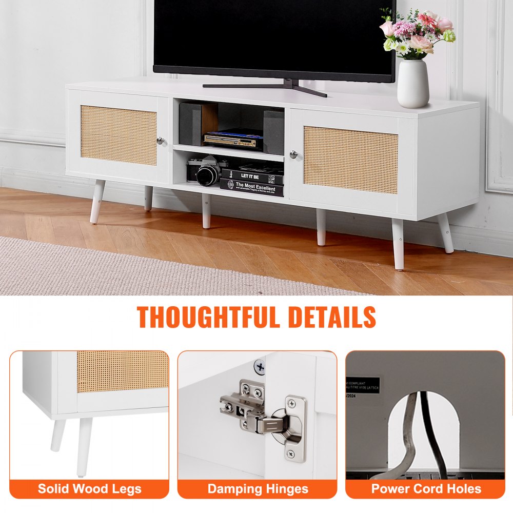 10FJTRTVO1BR - Stylish Rattan TV Stand for Up to 65" TVs
