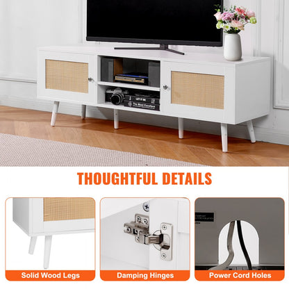 10FJTRTVO1BR - Stylish Rattan TV Stand for Up to 65" TVs