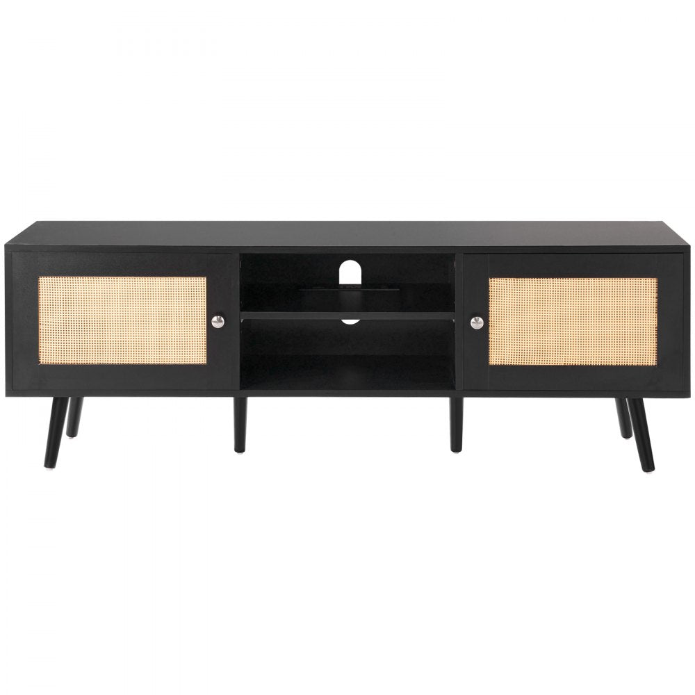 10FJTRTVO1BW - Stylish Rattan TV Stand for 65" TVs with USB Ports