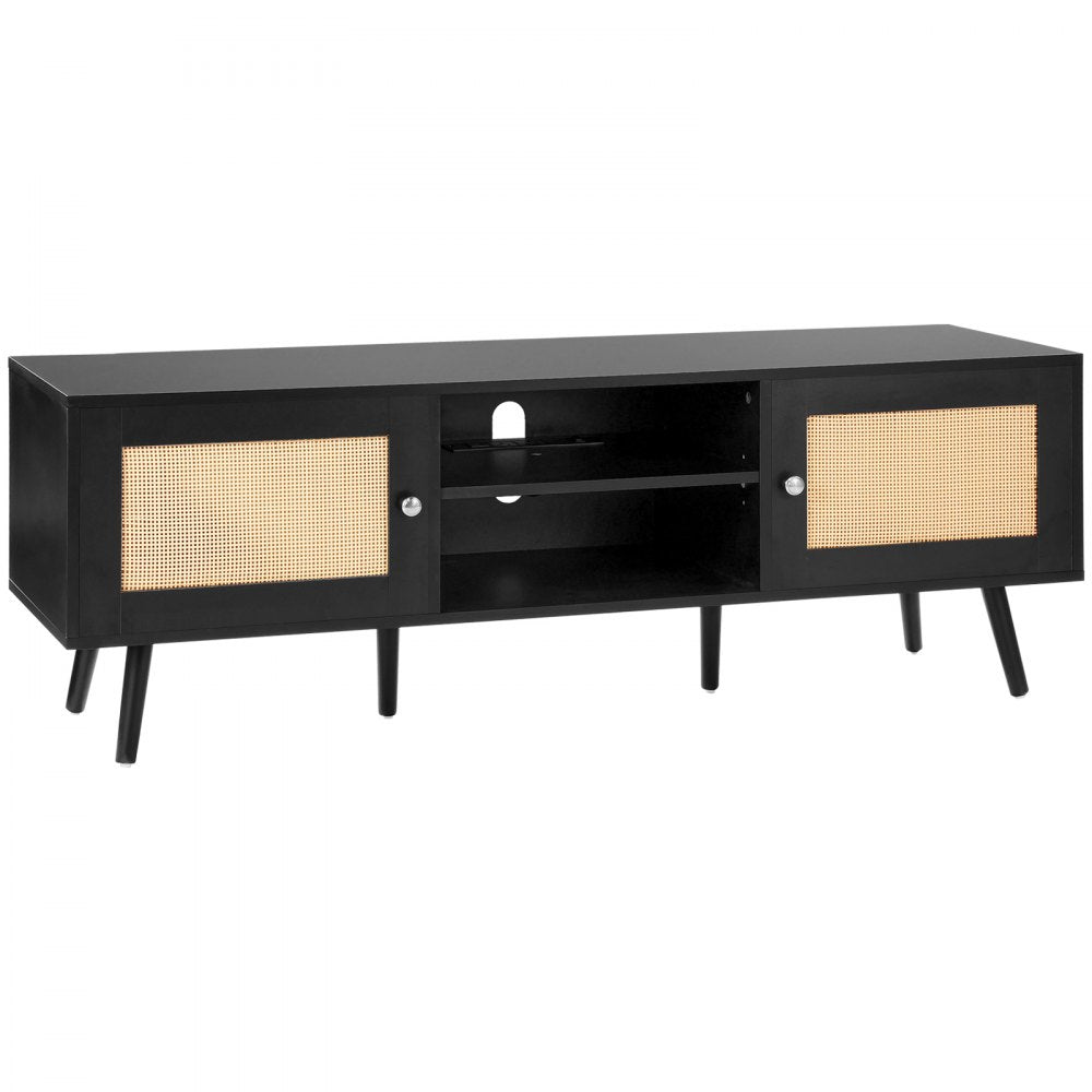 10FJTRTVO1BW - Stylish Rattan TV Stand for 65" TVs with USB Ports