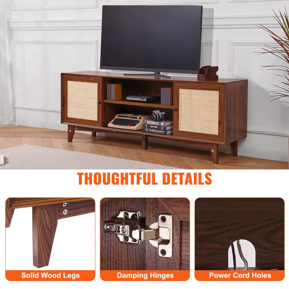 CSF-T24101-WAU - 65x15.7in Rattan TV Stand for 75in TVs with Storage