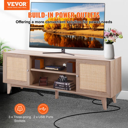 CSF-T24101-OAU - 65x15.7" Rattan TV Stand for 75" TVs with USB Ports
