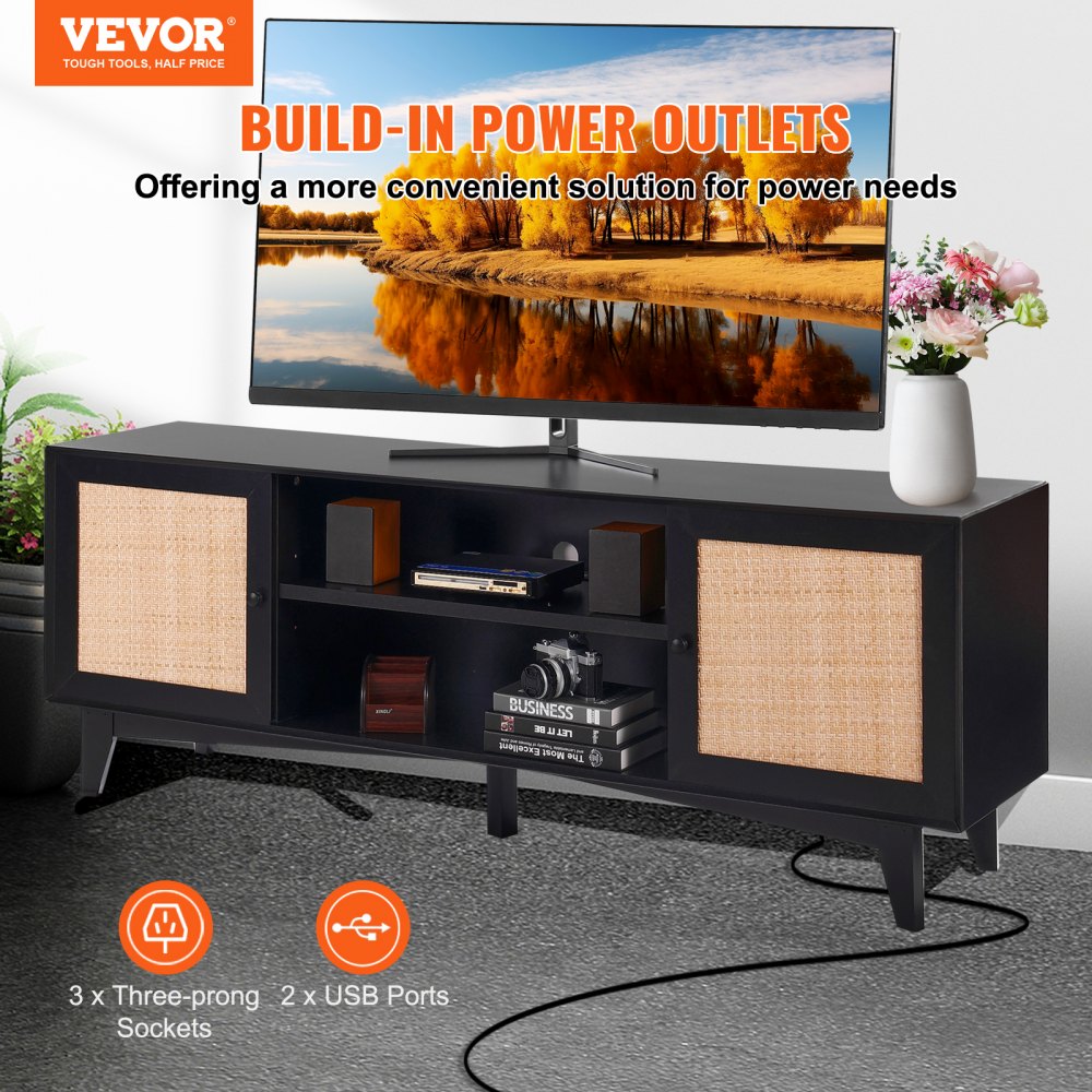 CSF-T24101-BLU - Modern Rattan TV Stand for Stylish Living Rooms