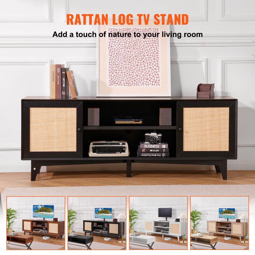 CSF-T24101-BLU - Modern Rattan TV Stand for Stylish Living Rooms