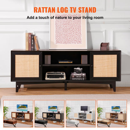CSF-T24101-BLU - Modern Rattan TV Stand for Stylish Living Rooms