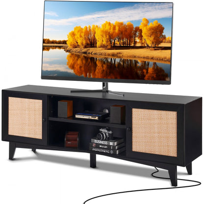 CSF-T24101-BLU - Modern Rattan TV Stand for Stylish Living Rooms