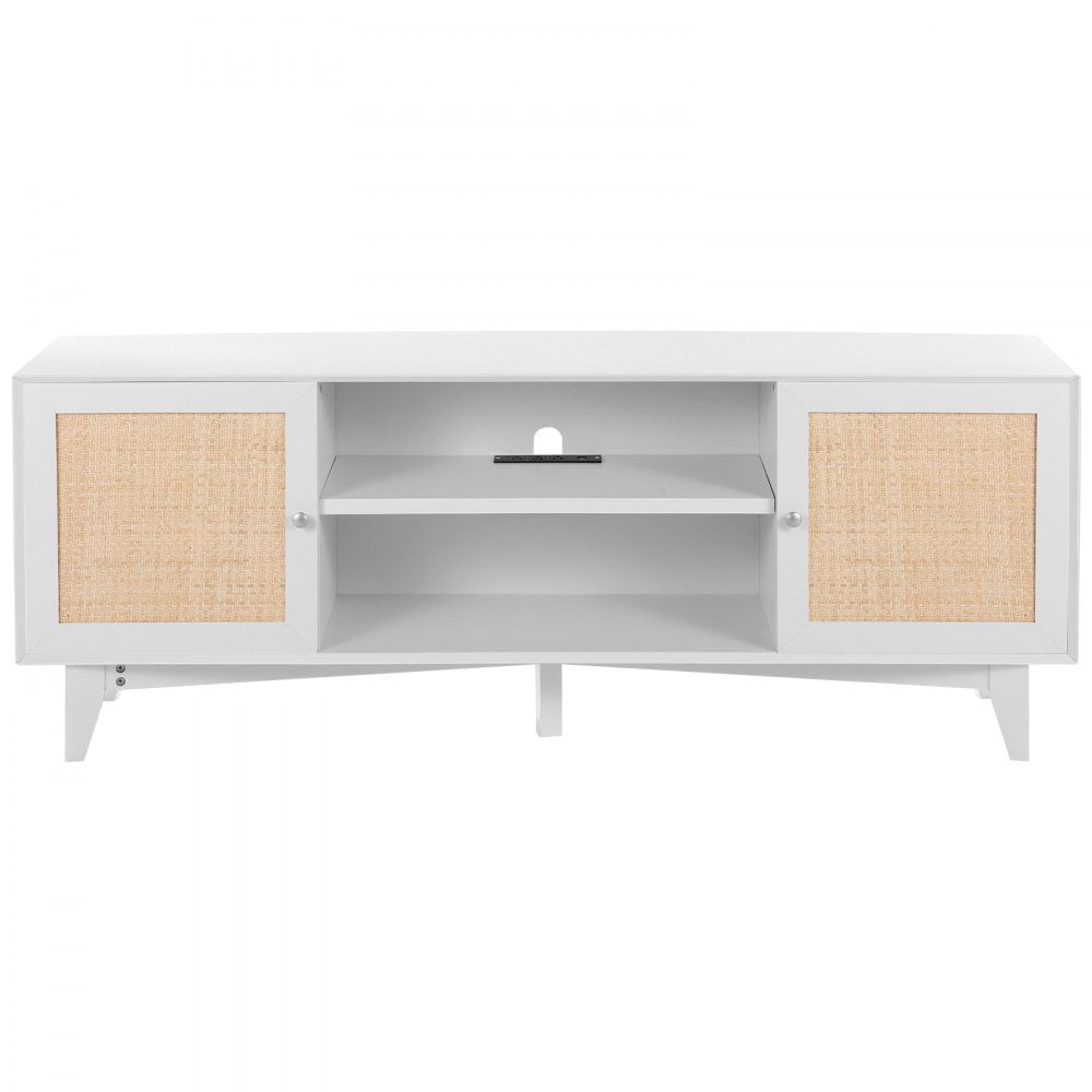 CSF-T24101-WHU - Elegant Rattan TV Stand for 75in TVs in White