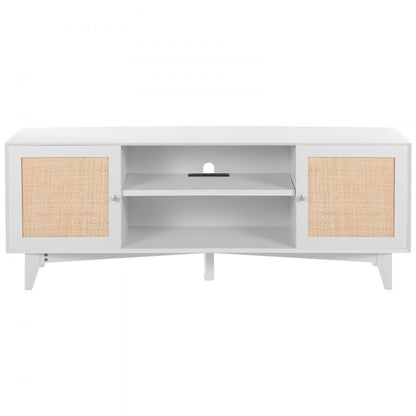 CSF-T24101-WHU - Elegant Rattan TV Stand for 75in TVs in White