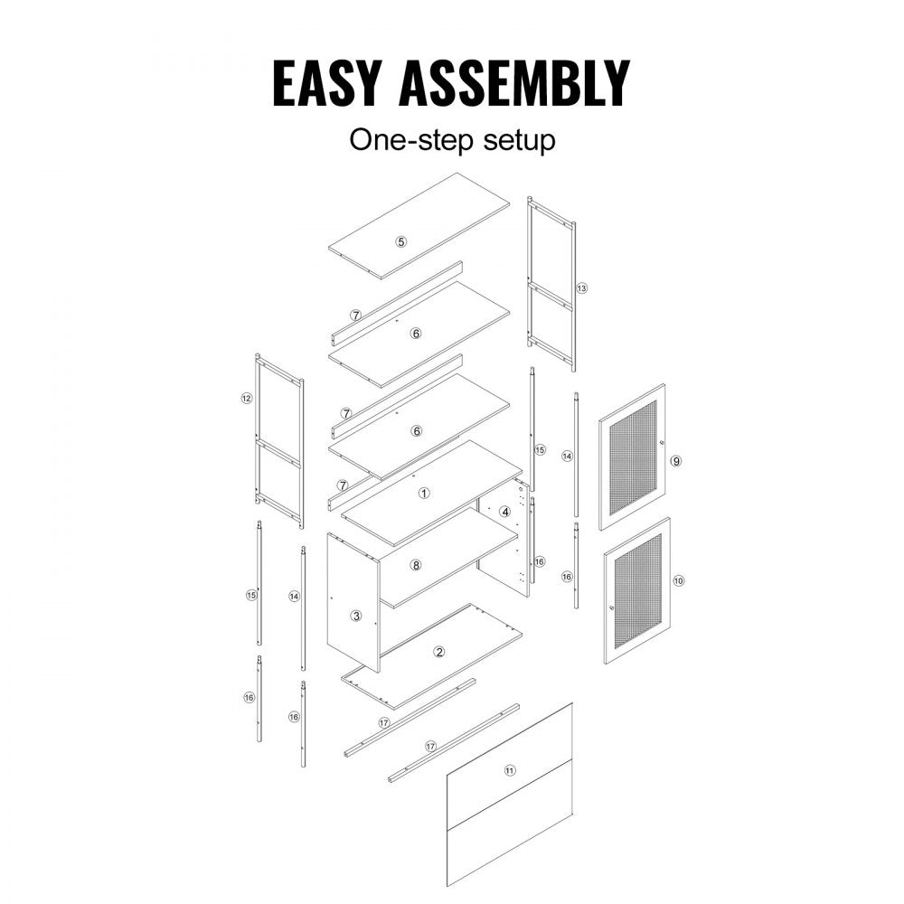 HY-BTJ-008 - Open Rattan Bookshelf with Concealed Storage & Metal Frame