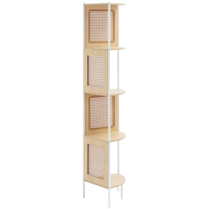 HY-BTZJJ-009 - 5-Tier Rattan Corner Shelf with Metal Frame and Safety Features