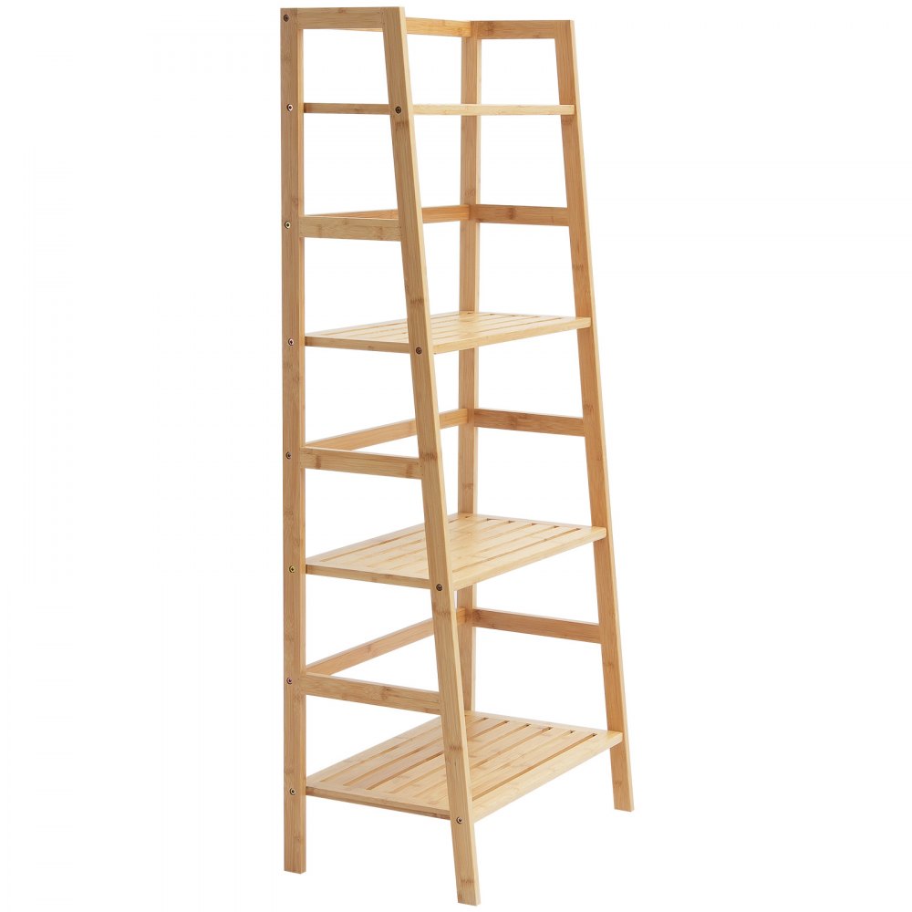 OPX-BNLS-4T-N - 4-Tier Bamboo Ladder Shelf for Home Organization