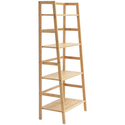 OPX-BNLS-4T-N - 4-Tier Bamboo Ladder Shelf for Home Organization