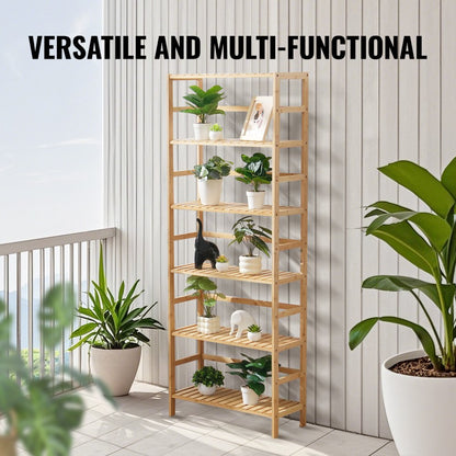 OPX-BSS-24IN-6T-N - 6-Tier Bamboo Shelf, 63.39"H, Holds 22 lbs Each Layer