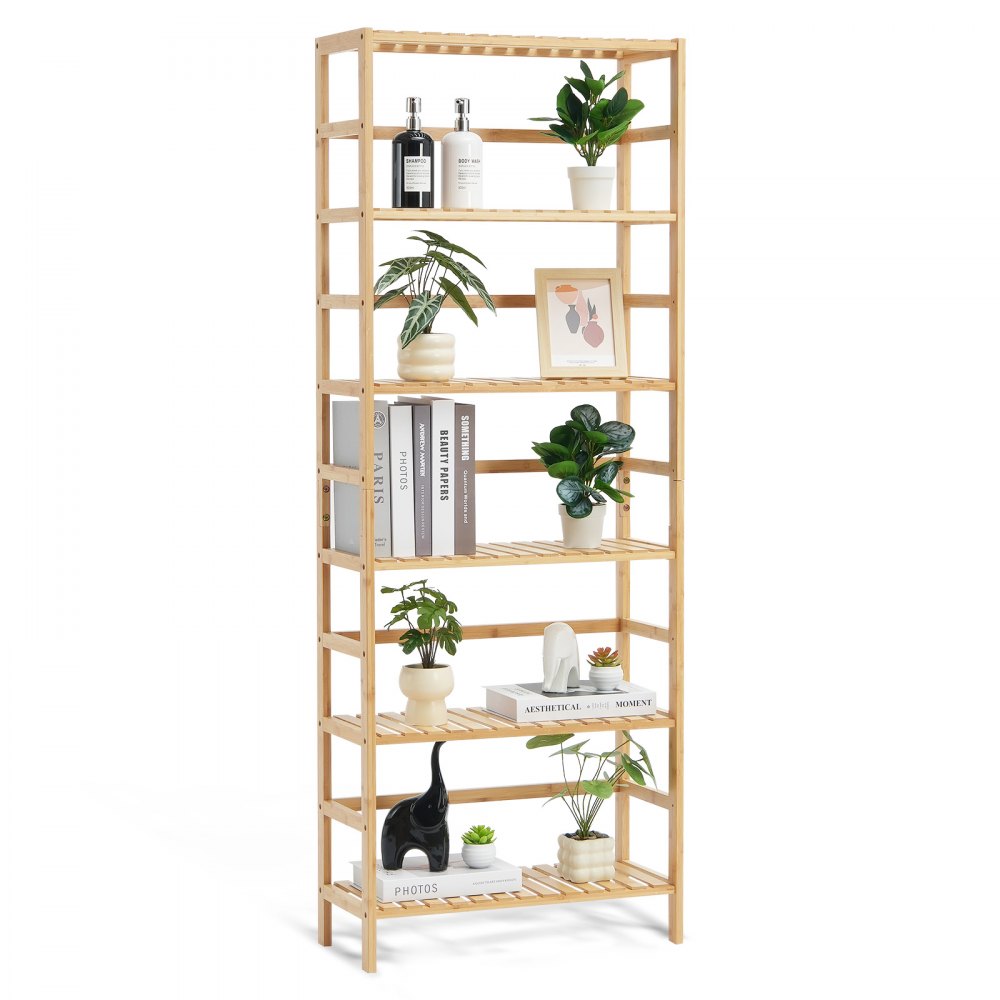 OPX-BSS-24IN-6T-N - 6-Tier Bamboo Shelf, 63.39"H, Holds 22 lbs Each Layer