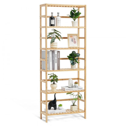 OPX-BSS-24IN-6T-N - 6-Tier Bamboo Shelf, 63.39"H, Holds 22 lbs Each Layer