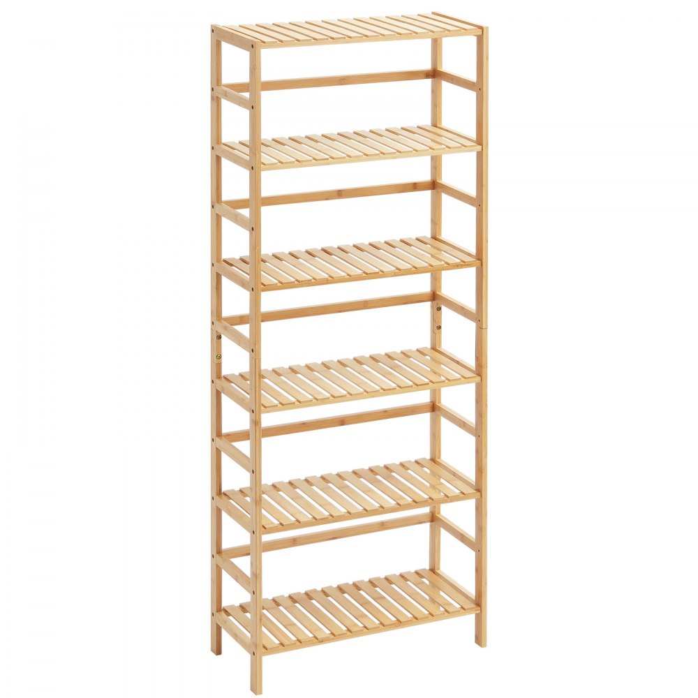 OPX-BSS-24IN-6T-N - 6-Tier Bamboo Shelf, 63.39"H, Holds 22 lbs Each Layer