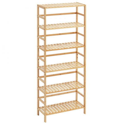 OPX-BSS-24IN-6T-N - 6-Tier Bamboo Shelf, 63.39"H, Holds 22 lbs Each Layer