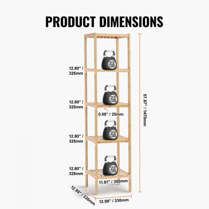 OPX-BCB55N - Bamboo 5-Tier Shelf for Organizing Spaces and Storing Essentials