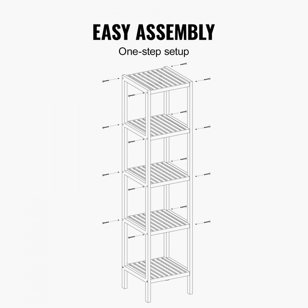 OPX-BCB55N - Bamboo 5-Tier Shelf for Organizing Spaces and Storing Essentials