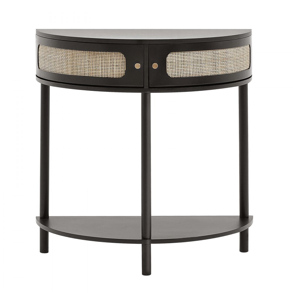SR244126 - Rustic Rattan Console Table with Storage, 31.88" x 15.74" x 32.28"